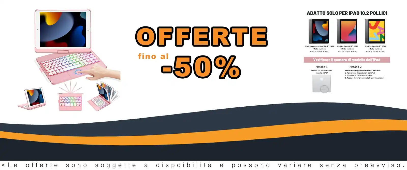 Cuffia tastiera rotolabile con penna iPad 9a/8a/7a 2021/2020/2019